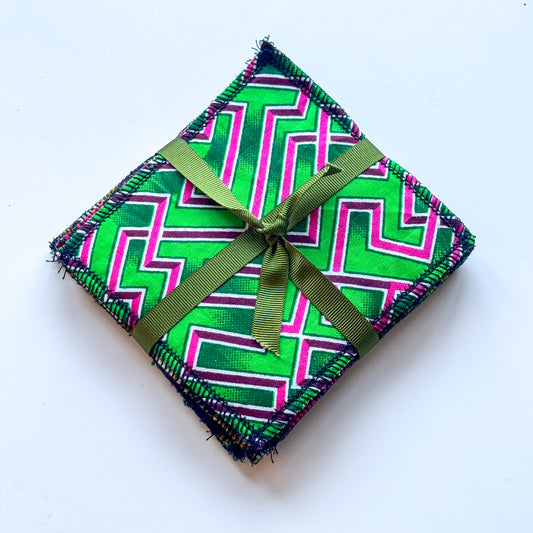 Reusable Face Wipes Set - Green & Pink Mix